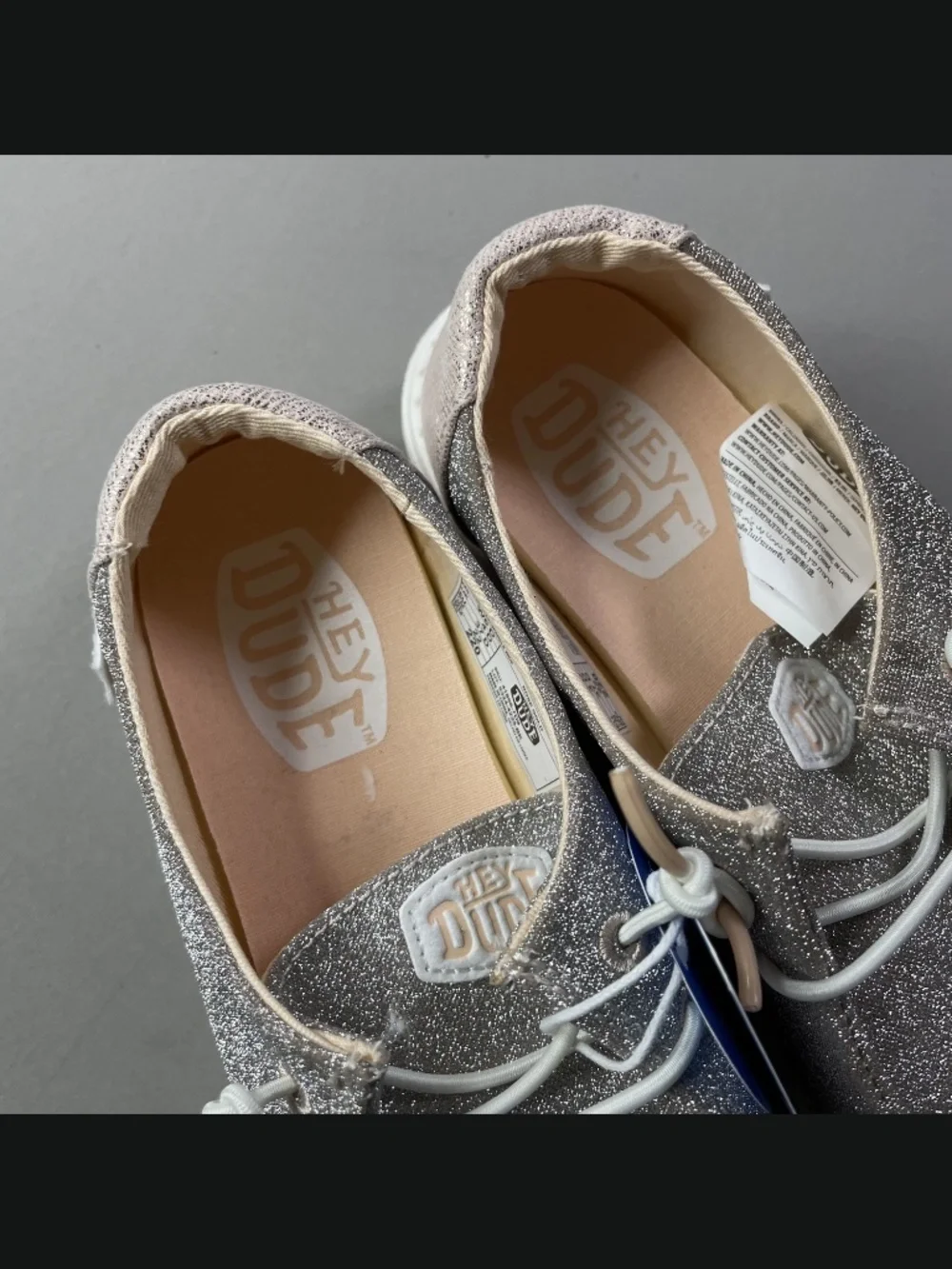NEW Hey Dude Shoes Womens 6 rose pink gold sparkle Wendy slip on beach casual